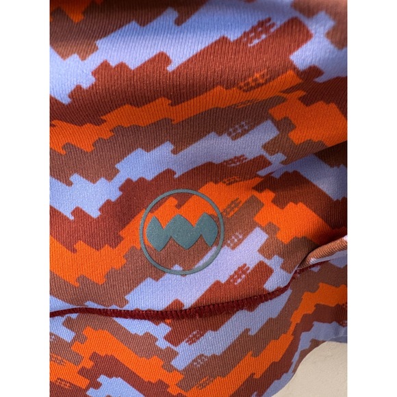 Janji Sz XL Pace Criss Cross Sports Bra Athletic Top Blue Brown Chevron Print - Picture 5 of 6